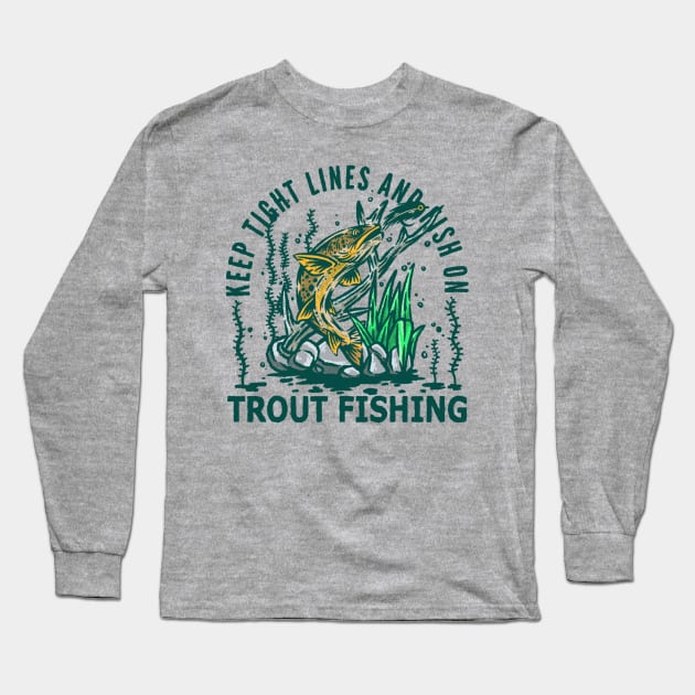 Trout fishing Long Sleeve T-Shirt by Theodhian